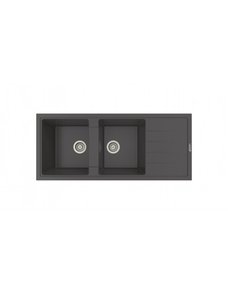 EVIER GRANIT 2 BACS AVEC EGOUTTOIR ANTHRACITE
