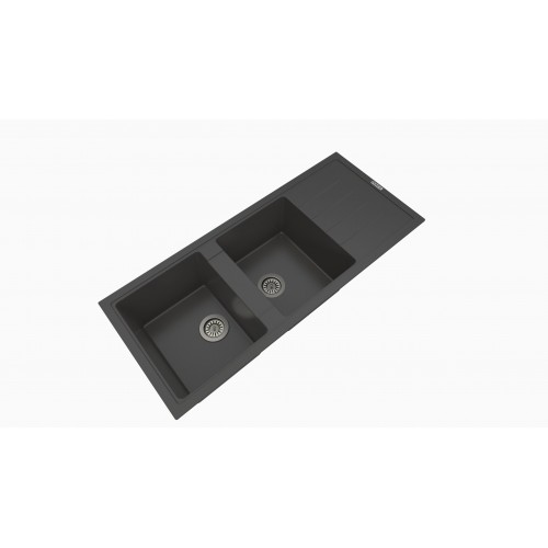 EVIER GRANIT 2 BACS AVEC EGOUTTOIR ANTHRACITE