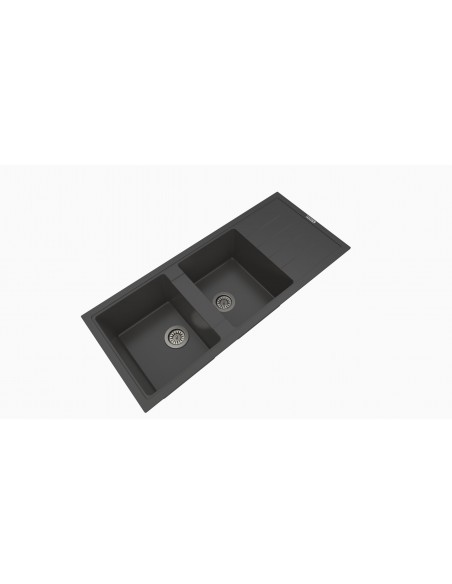 EVIER GRANIT 2 BACS AVEC EGOUTTOIR ANTHRACITE