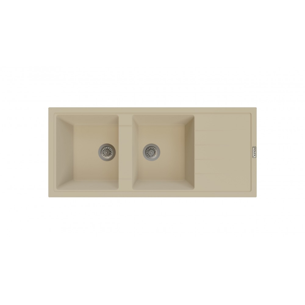 EVIER GRANIT 2 BACS AVEC EGOUTTOIR BEIGE