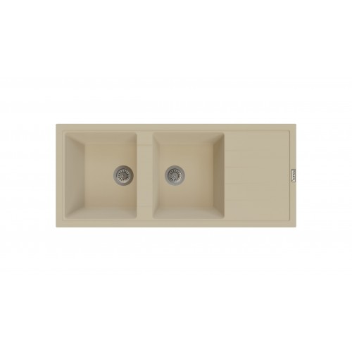 EVIER GRANIT 2 BACS AVEC EGOUTTOIR BEIGE