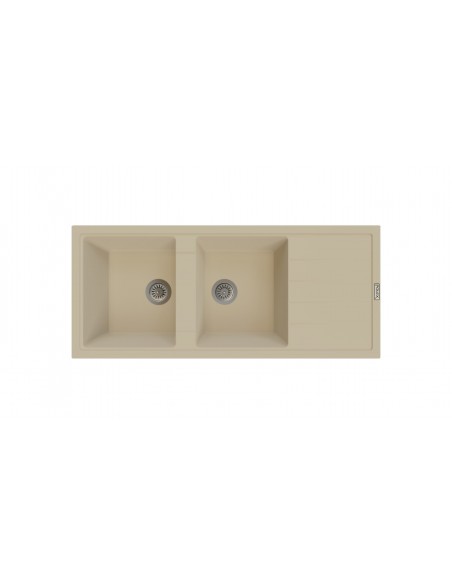 EVIER GRANIT 2 BACS AVEC EGOUTTOIR BEIGE