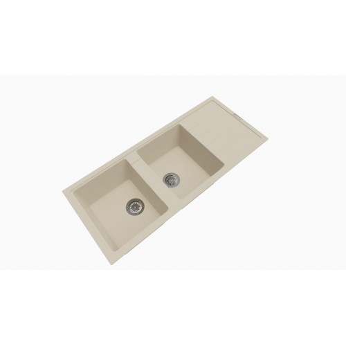 EVIER GRANIT 2 BACS AVEC EGOUTTOIR BEIGE