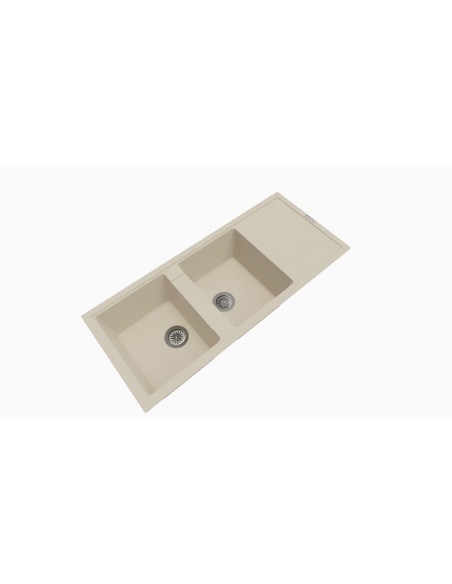 EVIER GRANIT 2 BACS AVEC EGOUTTOIR BEIGE