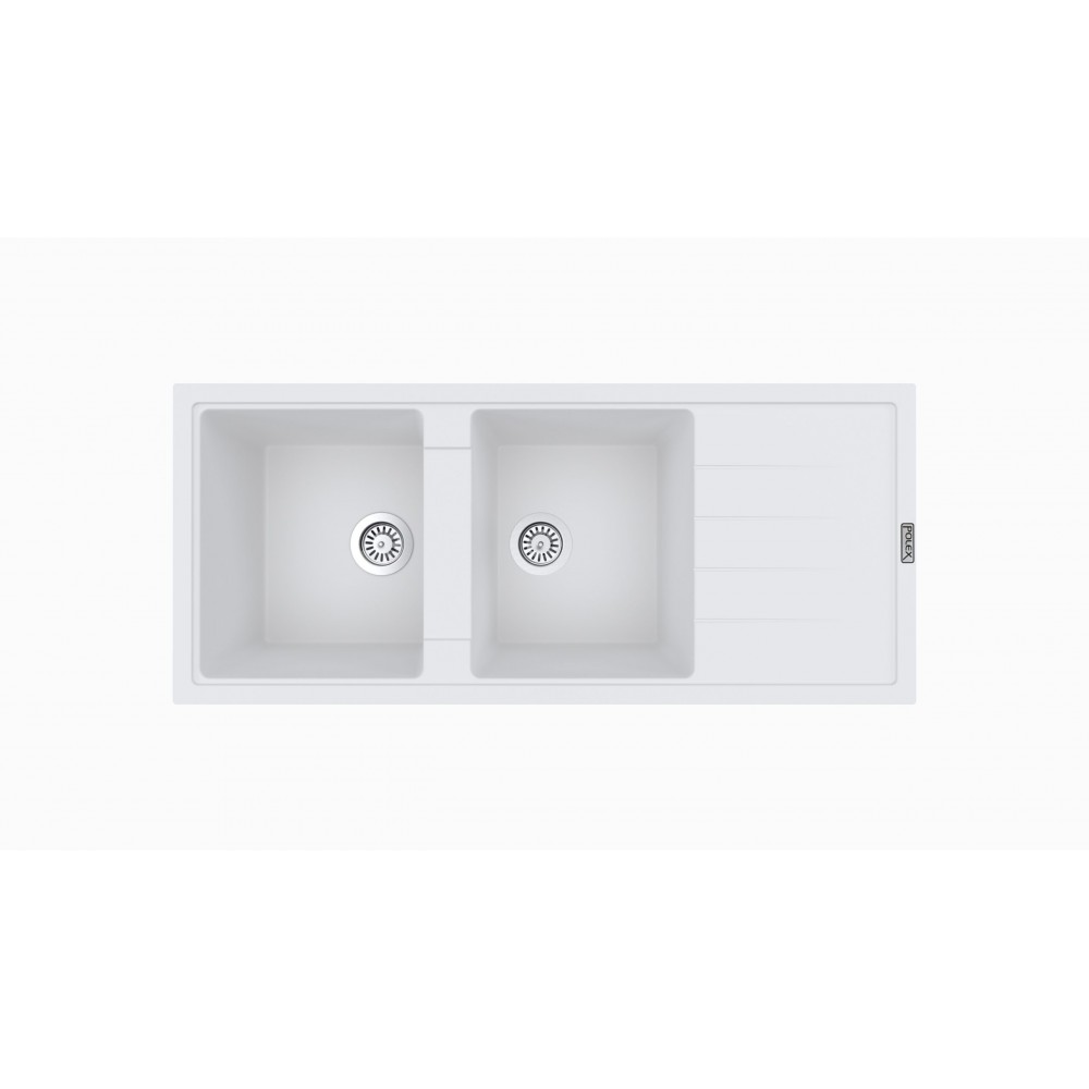 EVIER GRANIT 2 BACS AVEC EGOUTTOIR BLANC