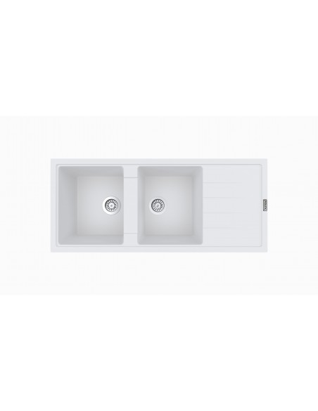EVIER GRANIT 2 BACS AVEC EGOUTTOIR BLANC